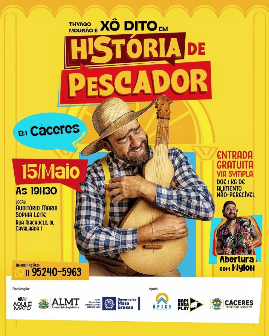 Humor e tradição pantaneira marcam espetáculo gratuito em Cáceres no dia 15 de maio
